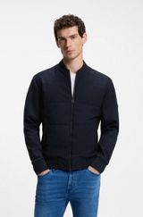 Zip-up sweatshirt with padded front, Dark Blue