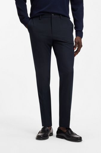 Slim-fit trousers in four-way stretch fabric, Dark Blue