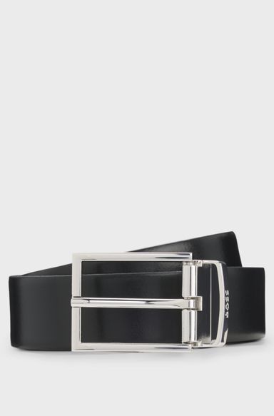 Reversible Italian-leather belt, Black