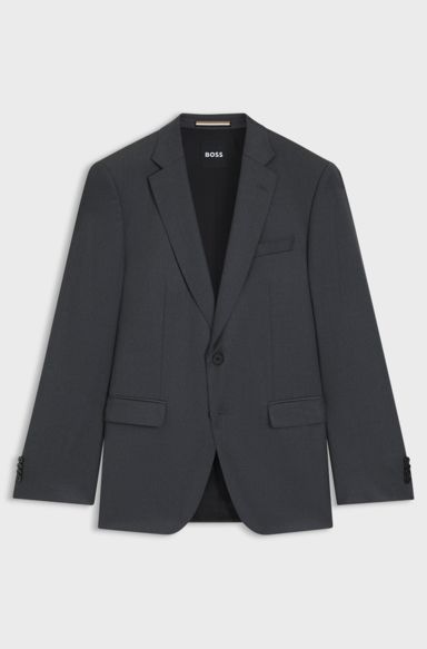 BOSS ONE Slim-fit suit jacket in virgin-wool serge, Dark Grey