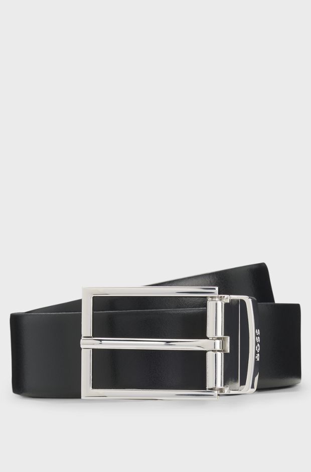 Reversible Italian-leather belt, Black