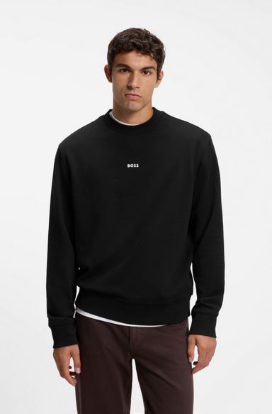 Cotton-terry sweatshirt with logo print, Black