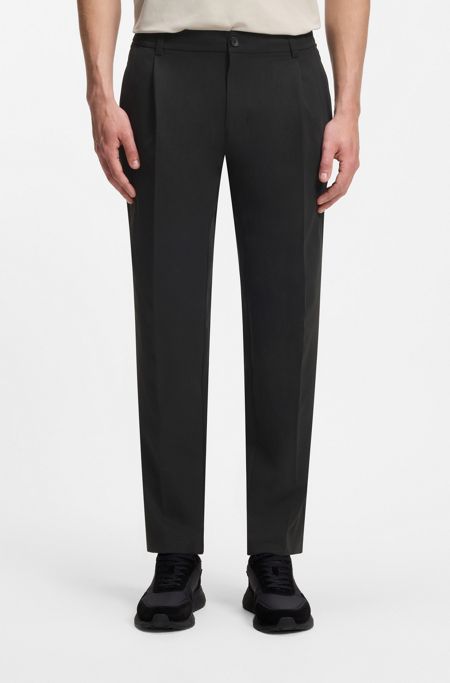 Relaxed-fit trousers with front pleats, Black