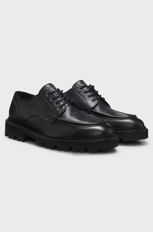 Leather Derby shoes with a constructed lug sole, Black