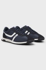 Logo trainers with faux suede trims, Dark Blue