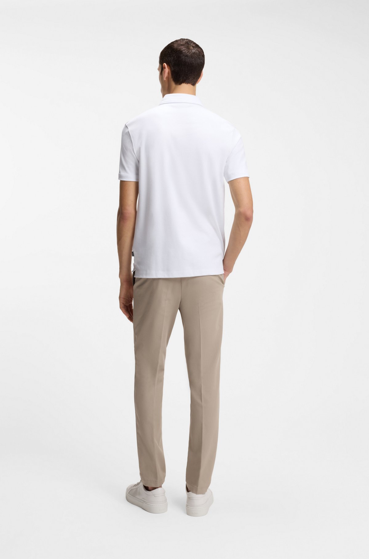 Slim-fit polo shirt in interlock cotton, White