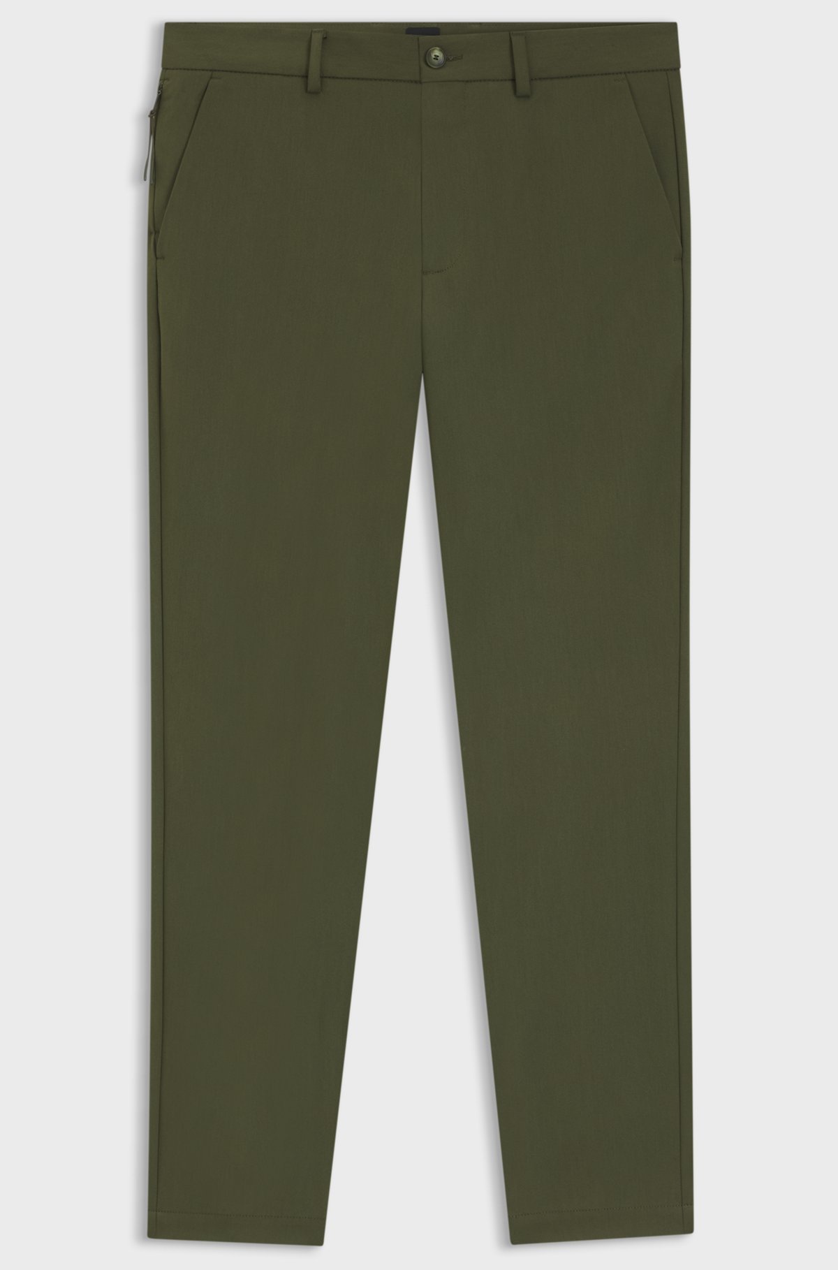 Slim-fit trousers in four-way stretch fabric, Dark Green