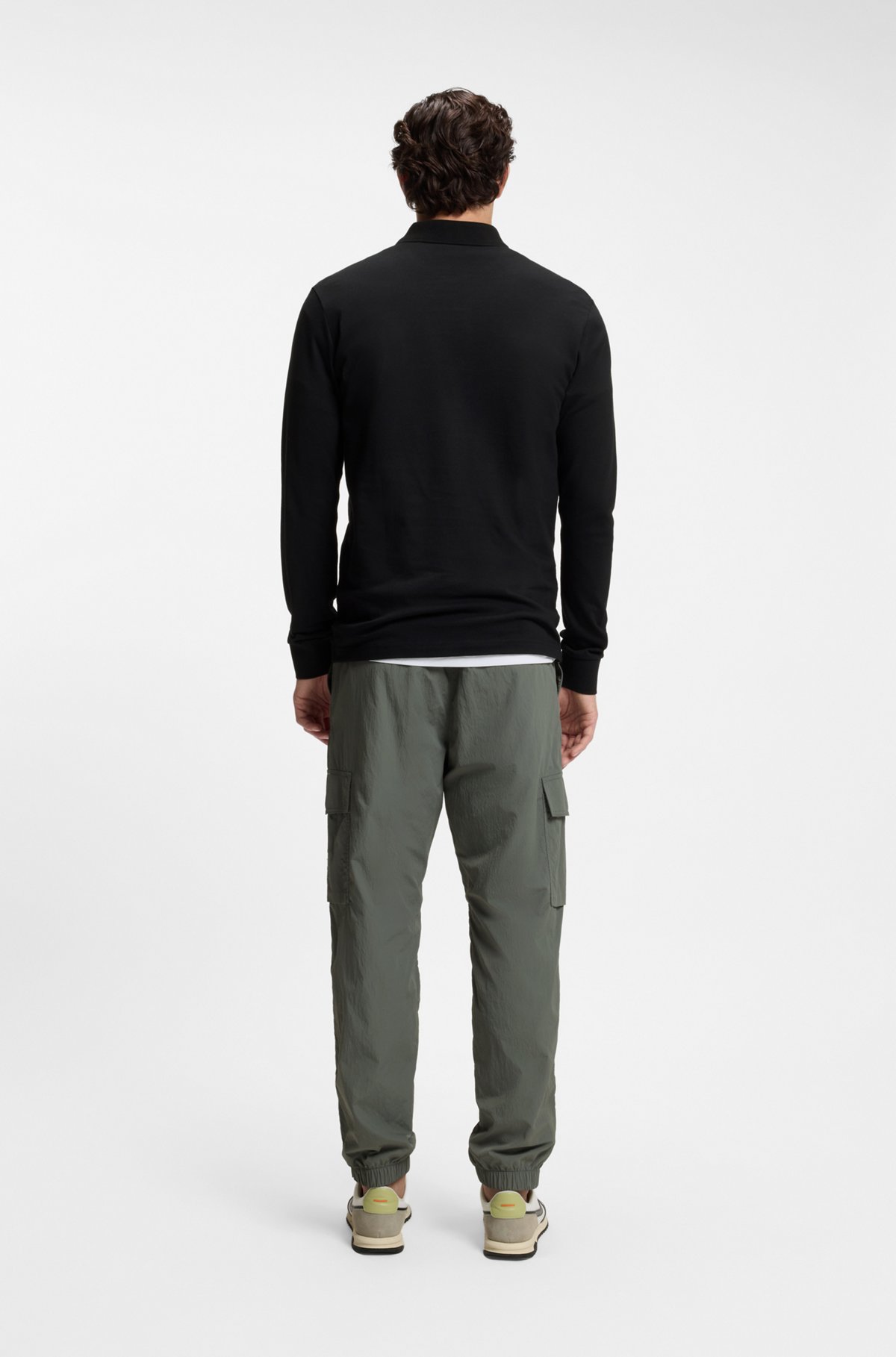 Slim-fit polo shirt in stretch-cotton piqué, Black