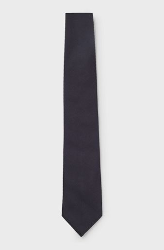 Silk tie with solid weave, Dark Blue