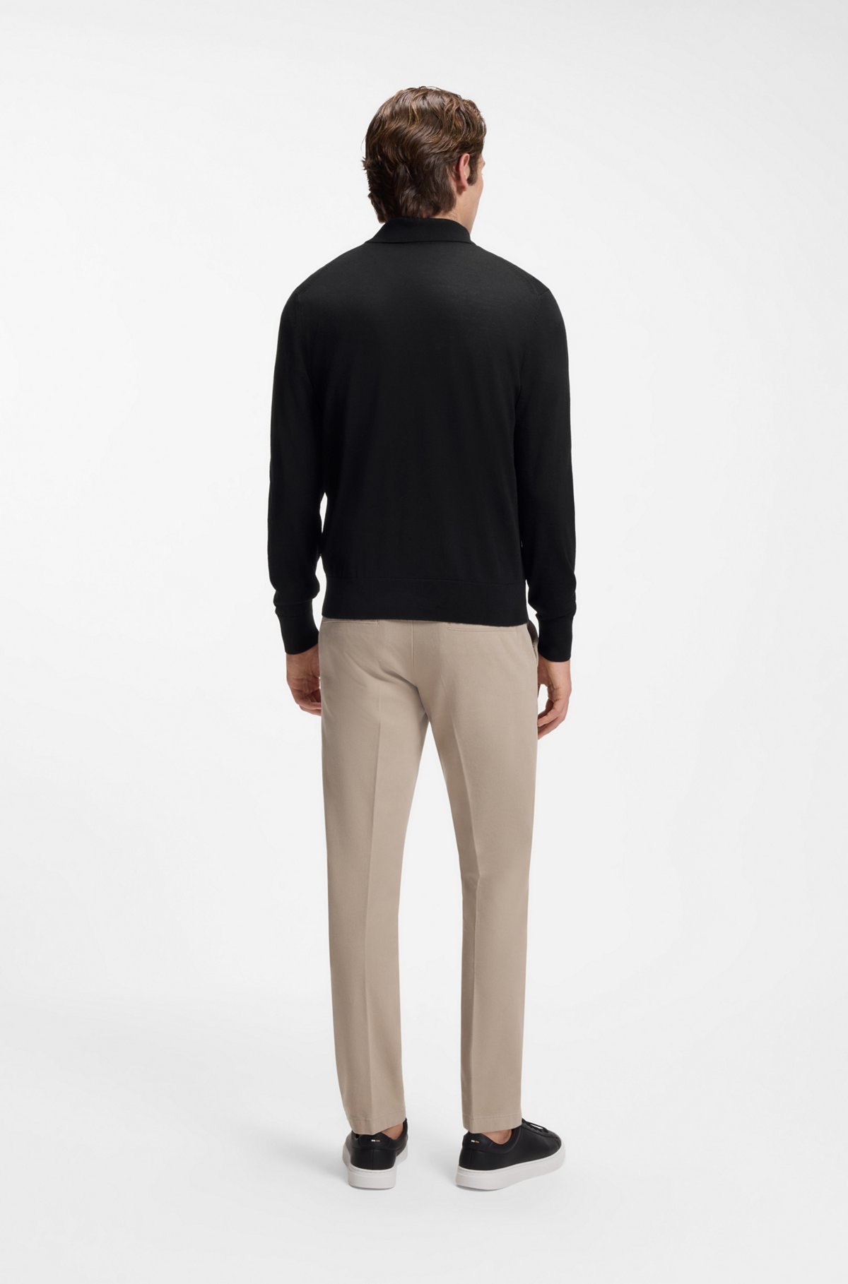 Merino-wool polo sweater, Black