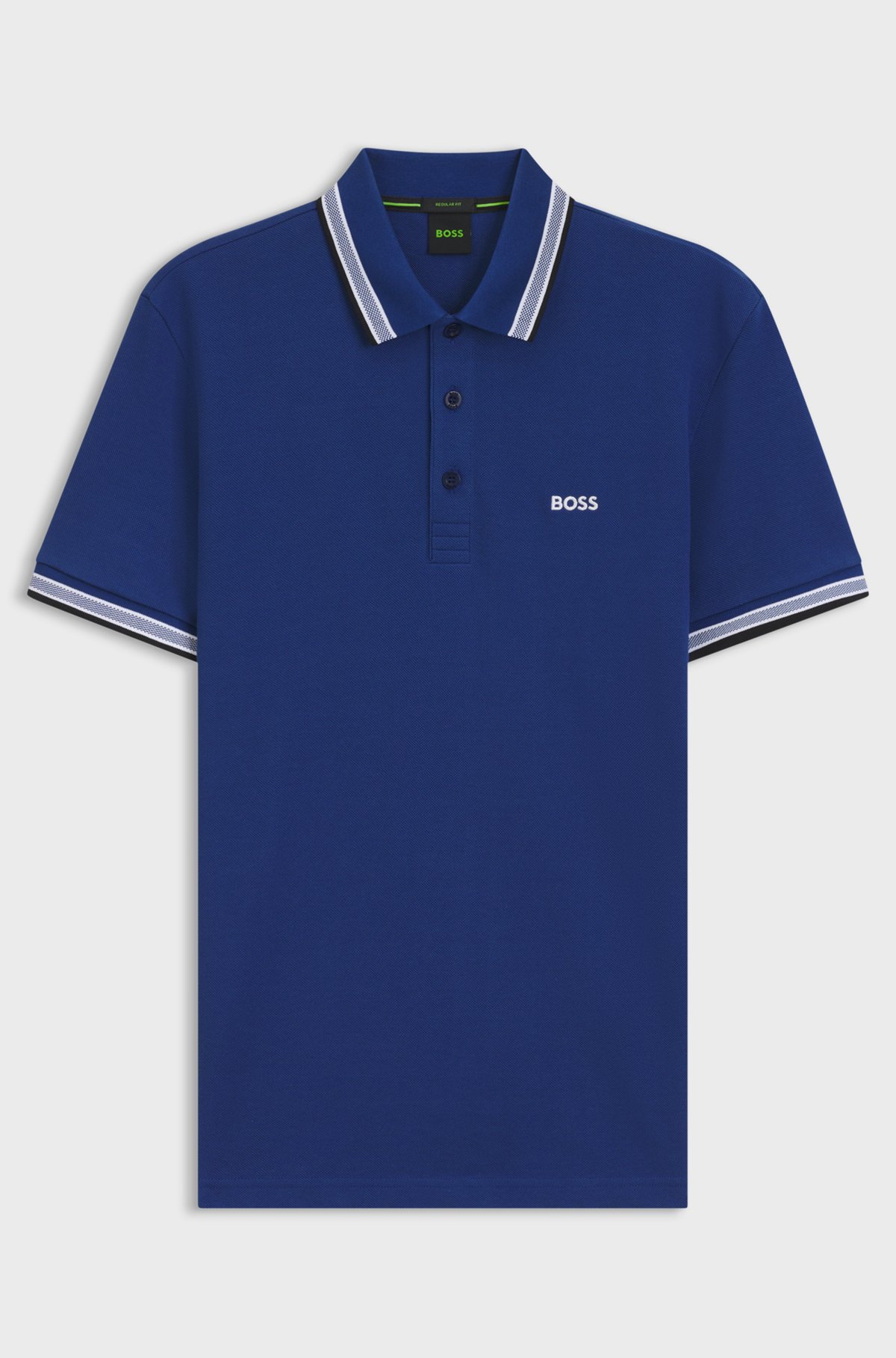 Cotton piqué polo shirt with logo details, Blue