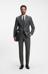Two-piece regular-fit suit in Italian virgin wool, Dark Green