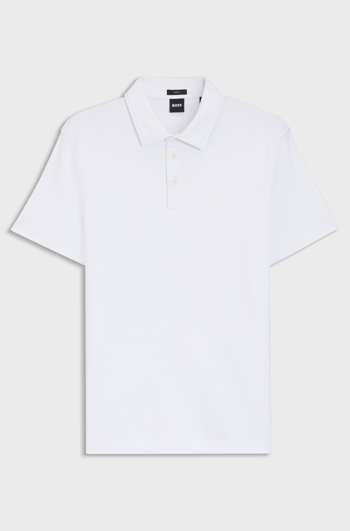 Slim-fit polo shirt in interlock cotton, White