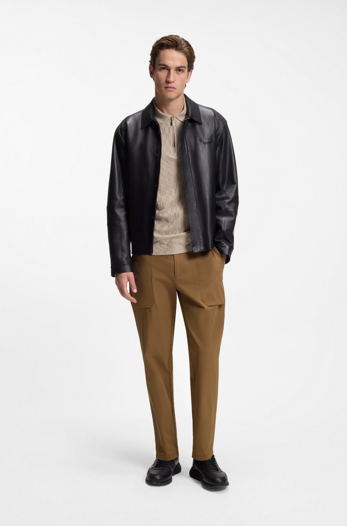 Porsche x BOSS polo shirt with Pasha pattern, Light Beige
