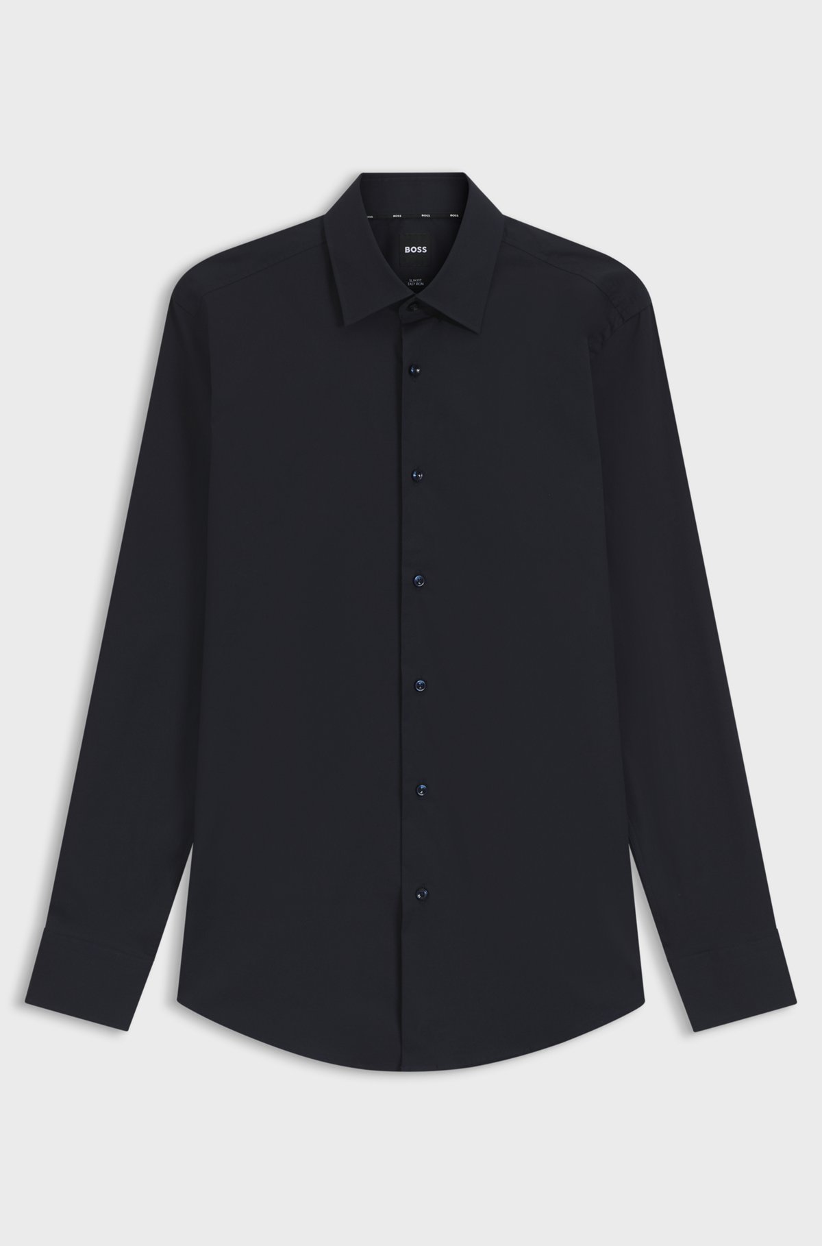 Slim-fit stretch-cotton shirt, Dark Blue