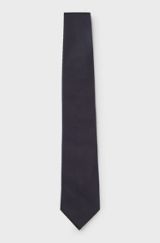 Silk tie with solid weave, Dark Blue