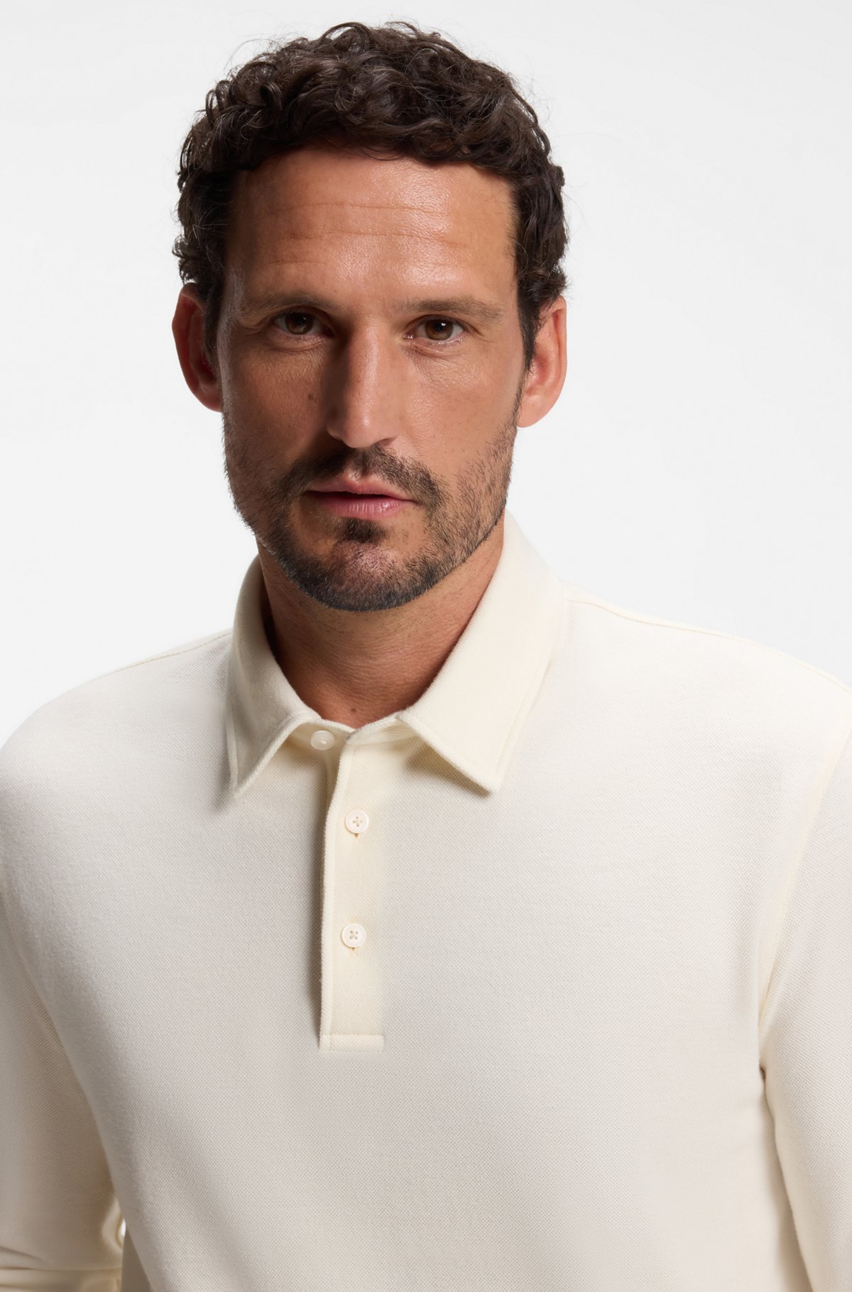BOSS BY BECKHAM polo shirt in cotton and silk, Natural