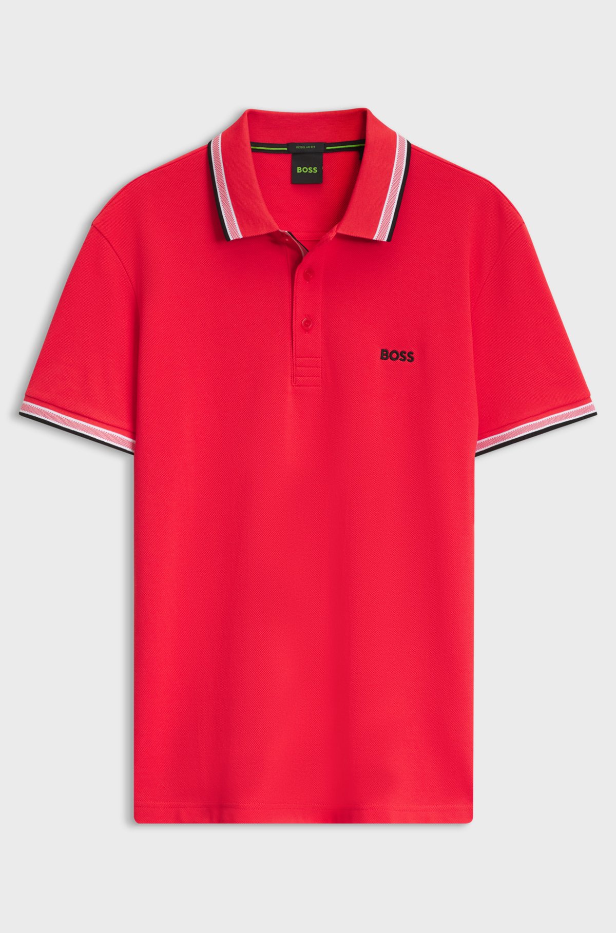 Cotton piqué polo shirt with logo details, Red
