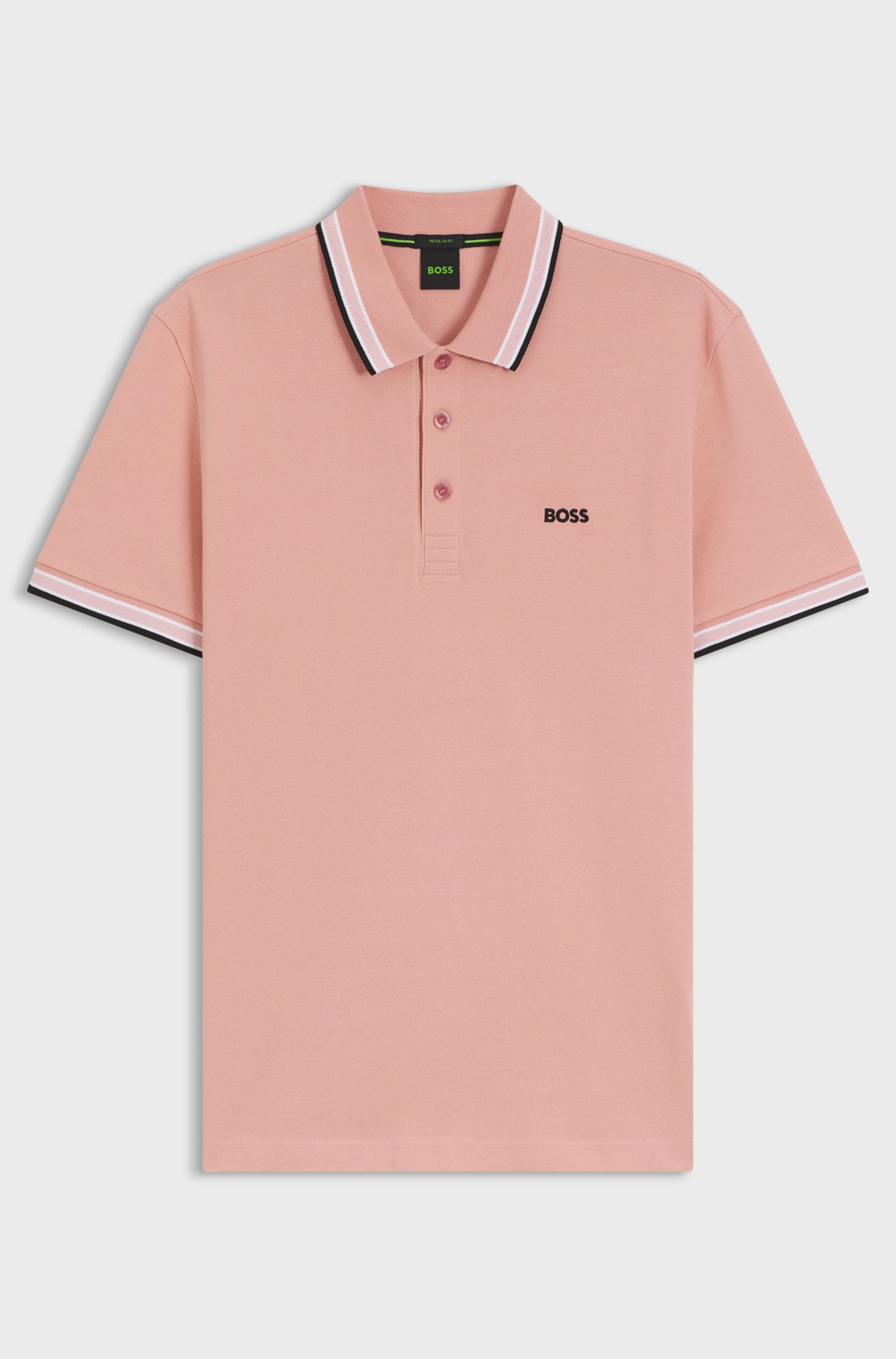 Cotton piqué polo shirt with logo details, Light Pink