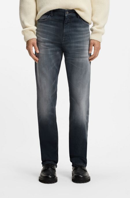 Regular-fit jeans in dark-blue super-stretch denim, Dark Blue