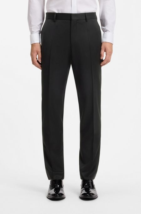 BOSS ONE Slim-fit trousers in virgin-wool serge, Black