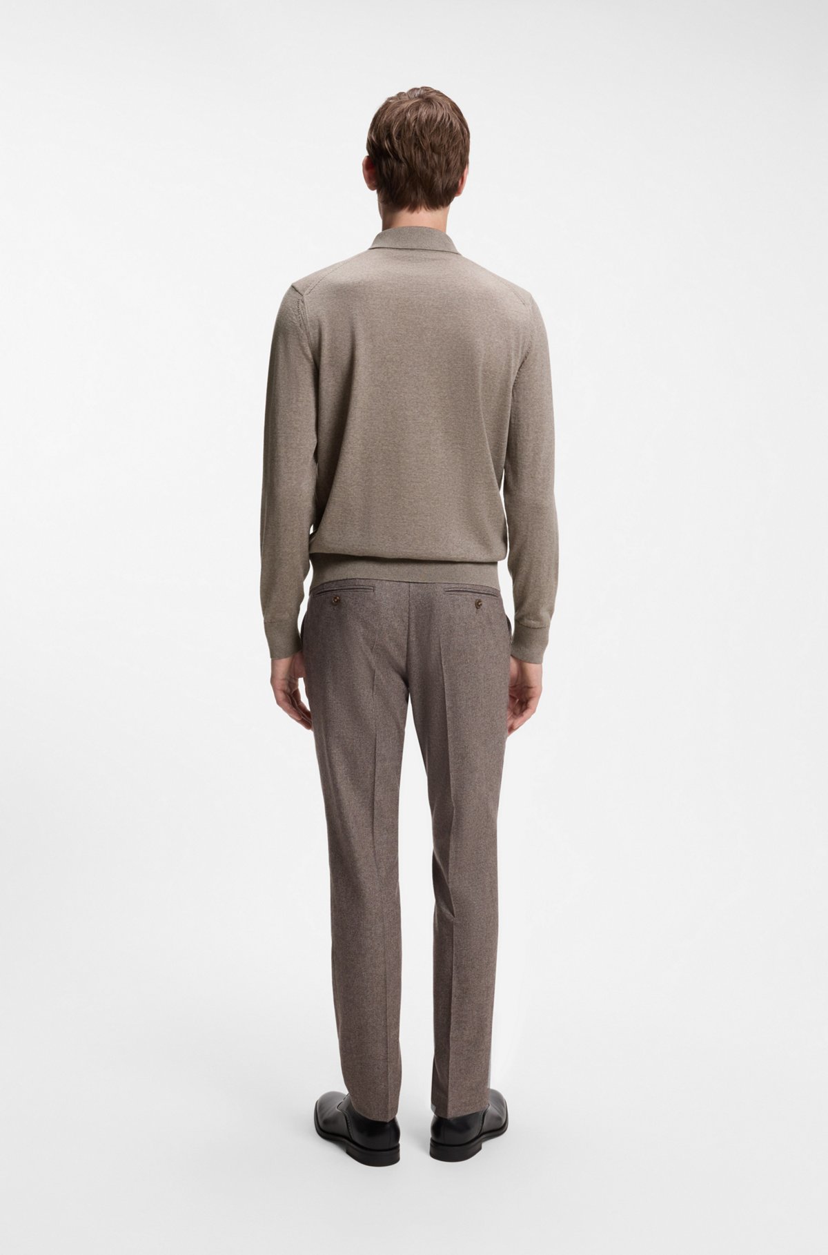 Merino-wool polo sweater, Light Brown