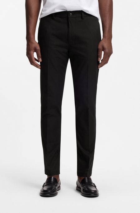 Slim-fit trousers in four-way stretch fabric, Black