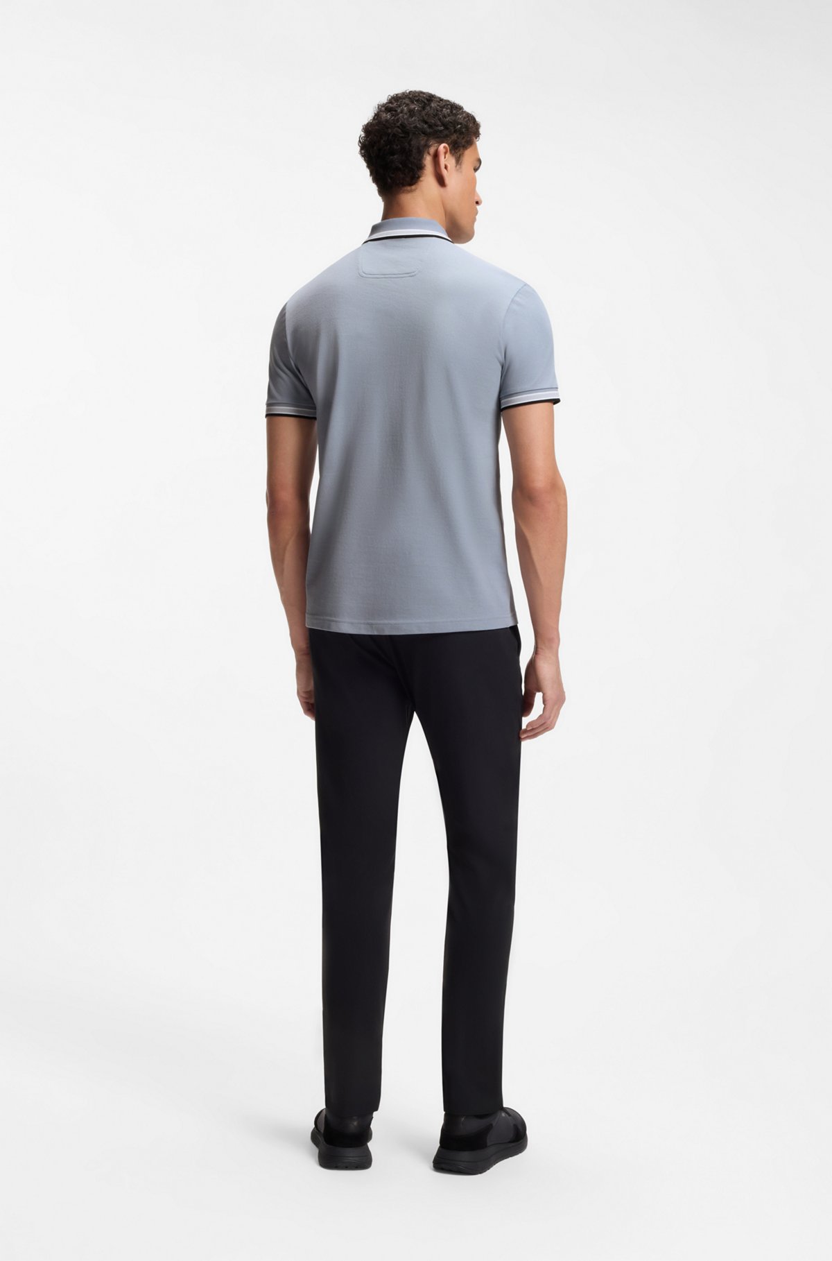 Cotton piqué polo shirt with logo details, Grey