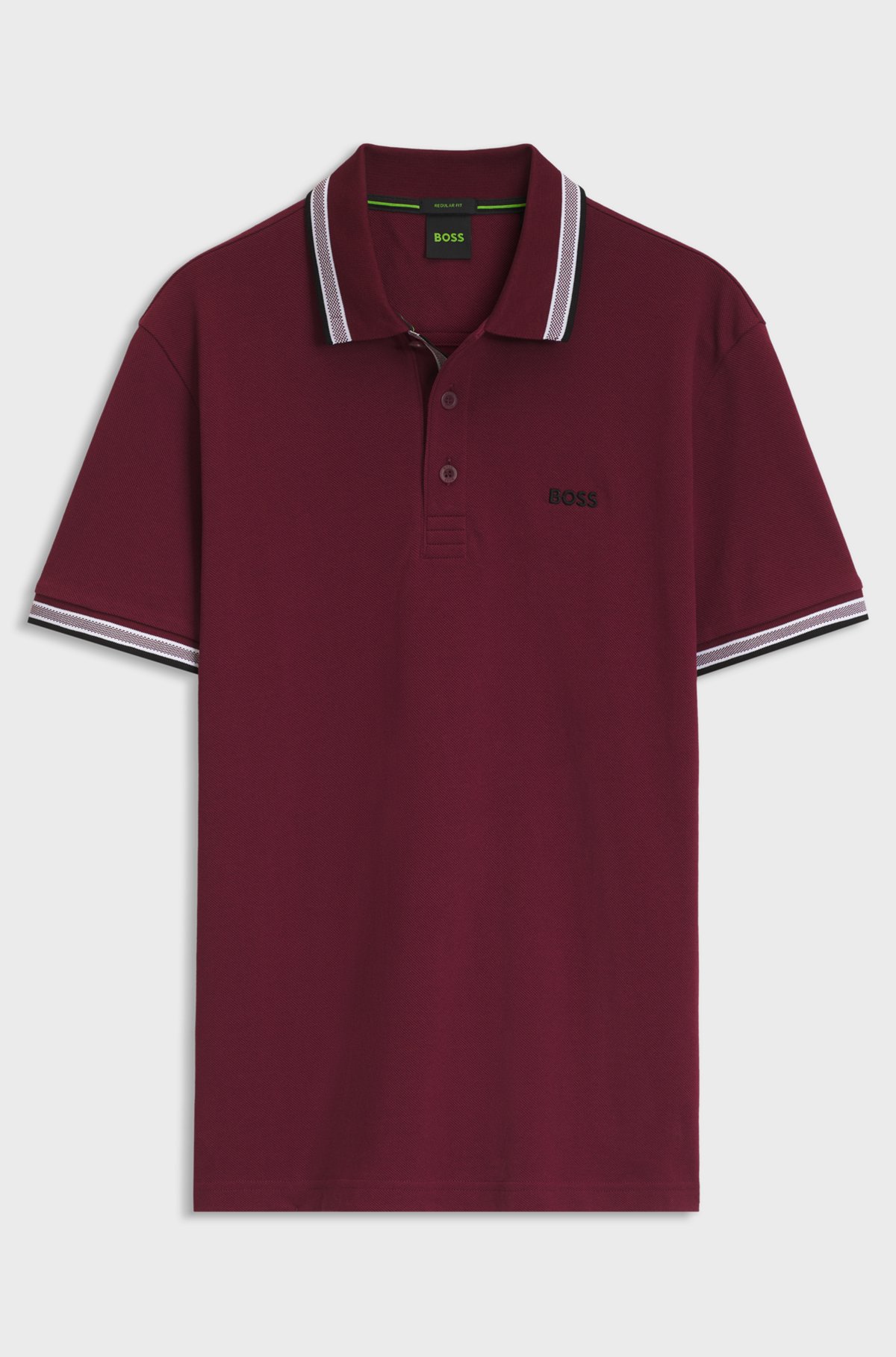 Cotton piqué polo shirt with logo details, Dark Red