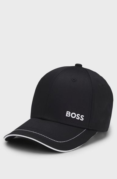 Cotton-twill cap with contrast trims and embroidered logo, Black
