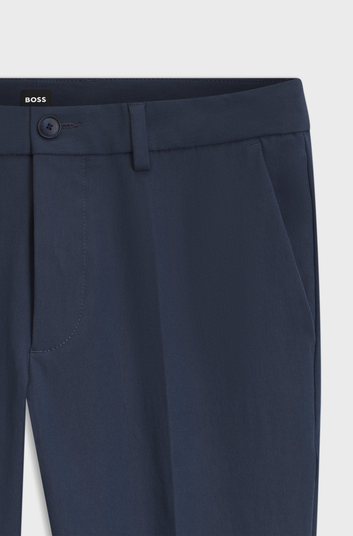 Slim-fit trousers in four-way stretch fabric, Dark Blue