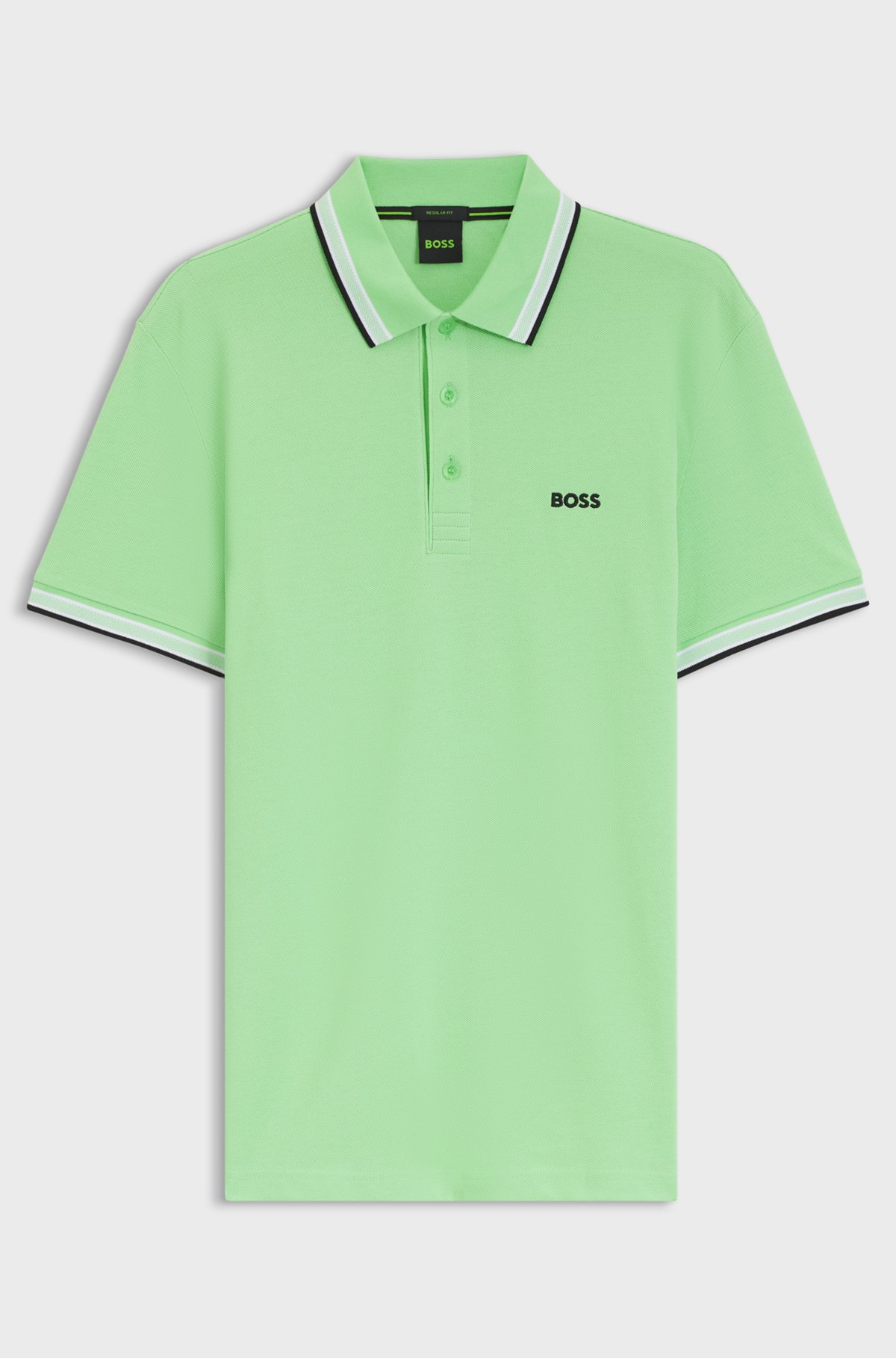 Cotton piqué polo shirt with logo details, Green