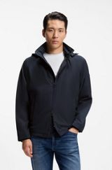 Regular-fit hooded jacket with water-repellent finish, Dark Blue