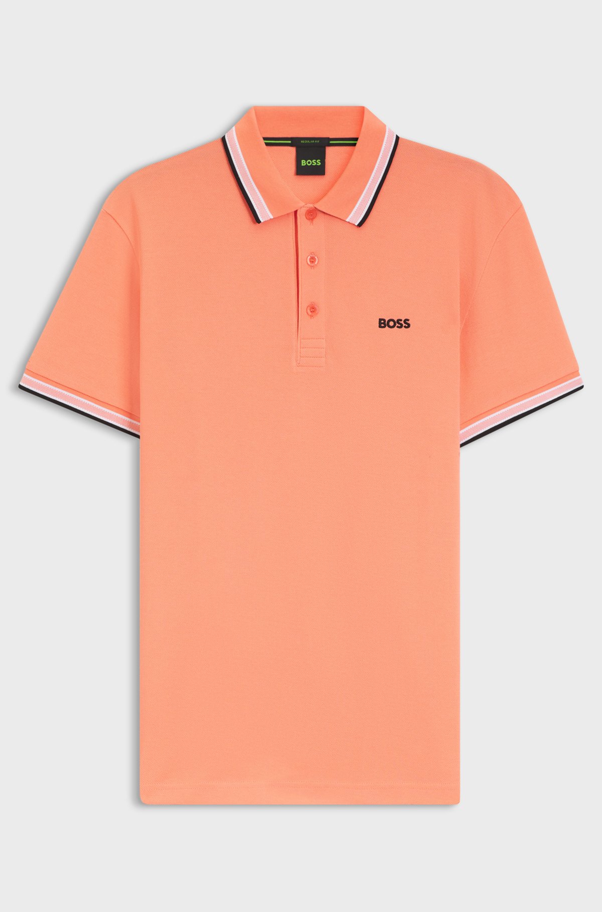 Cotton piqué polo shirt with logo details, Orange