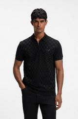 Porsche x BOSS polo shirt with Pasha pattern, Black