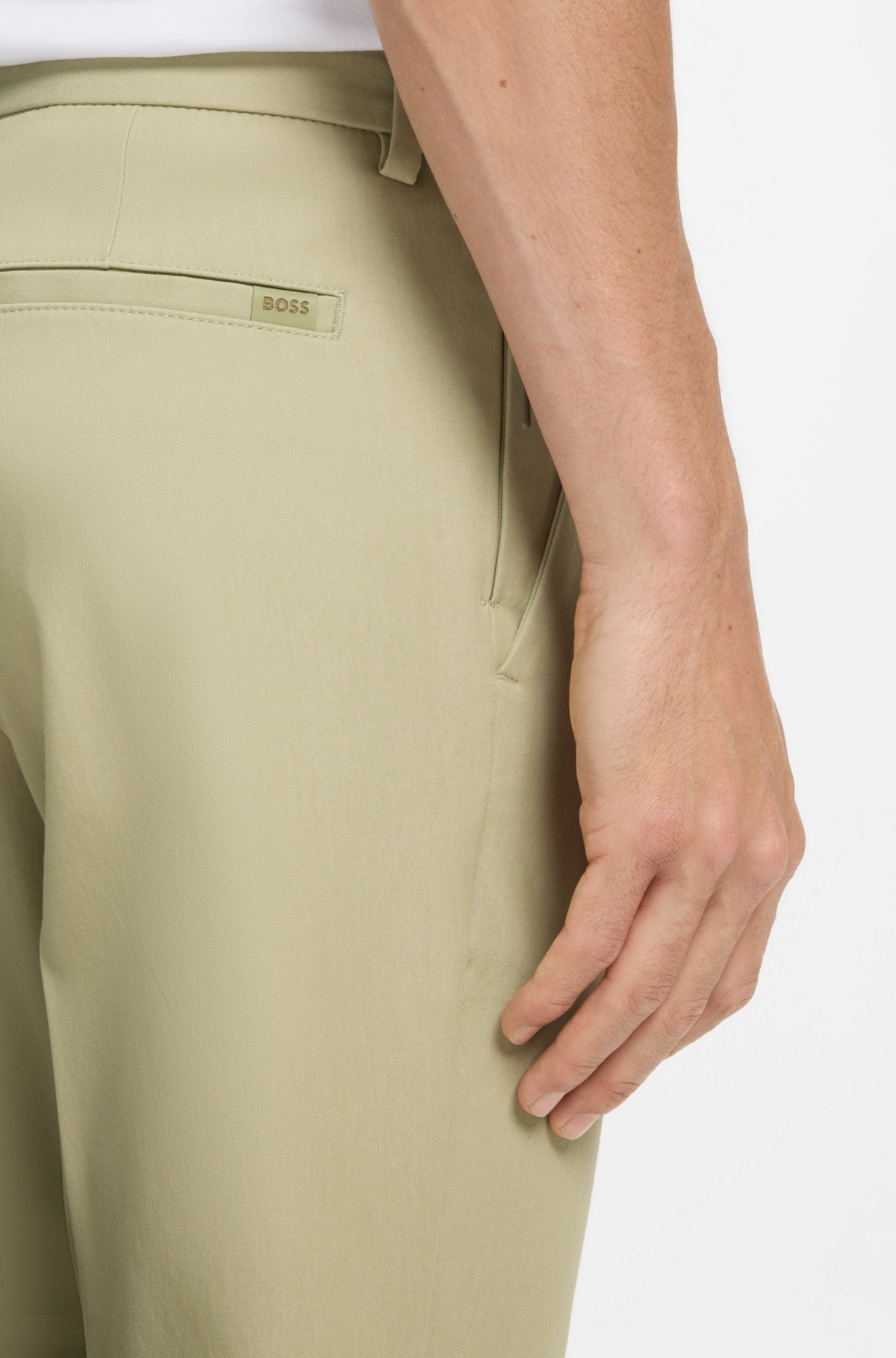 Slim-fit trousers in four-way stretch fabric, Beige