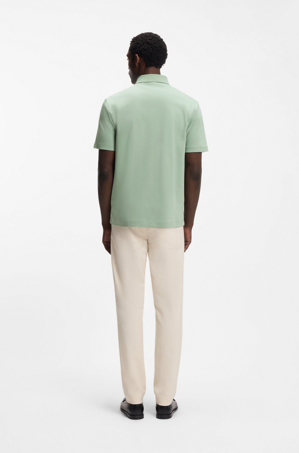 Polo shirt in mercerised cotton with Double B monogram, Light Green