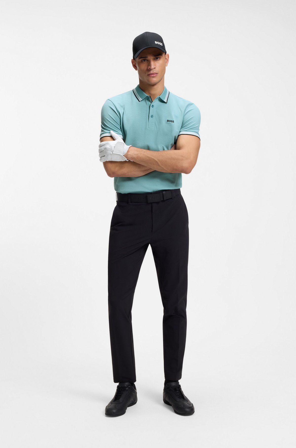 Cotton piqué polo shirt with logo details, Light Blue