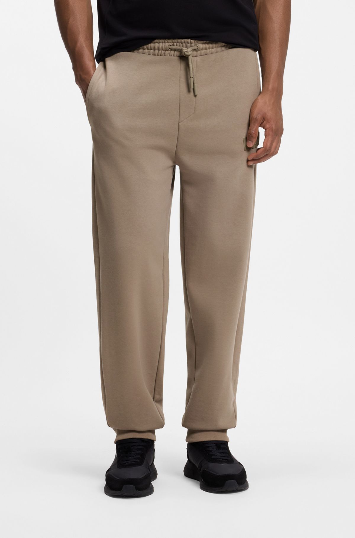 Relaxed-fit trousers in innovative French Terry, Brown