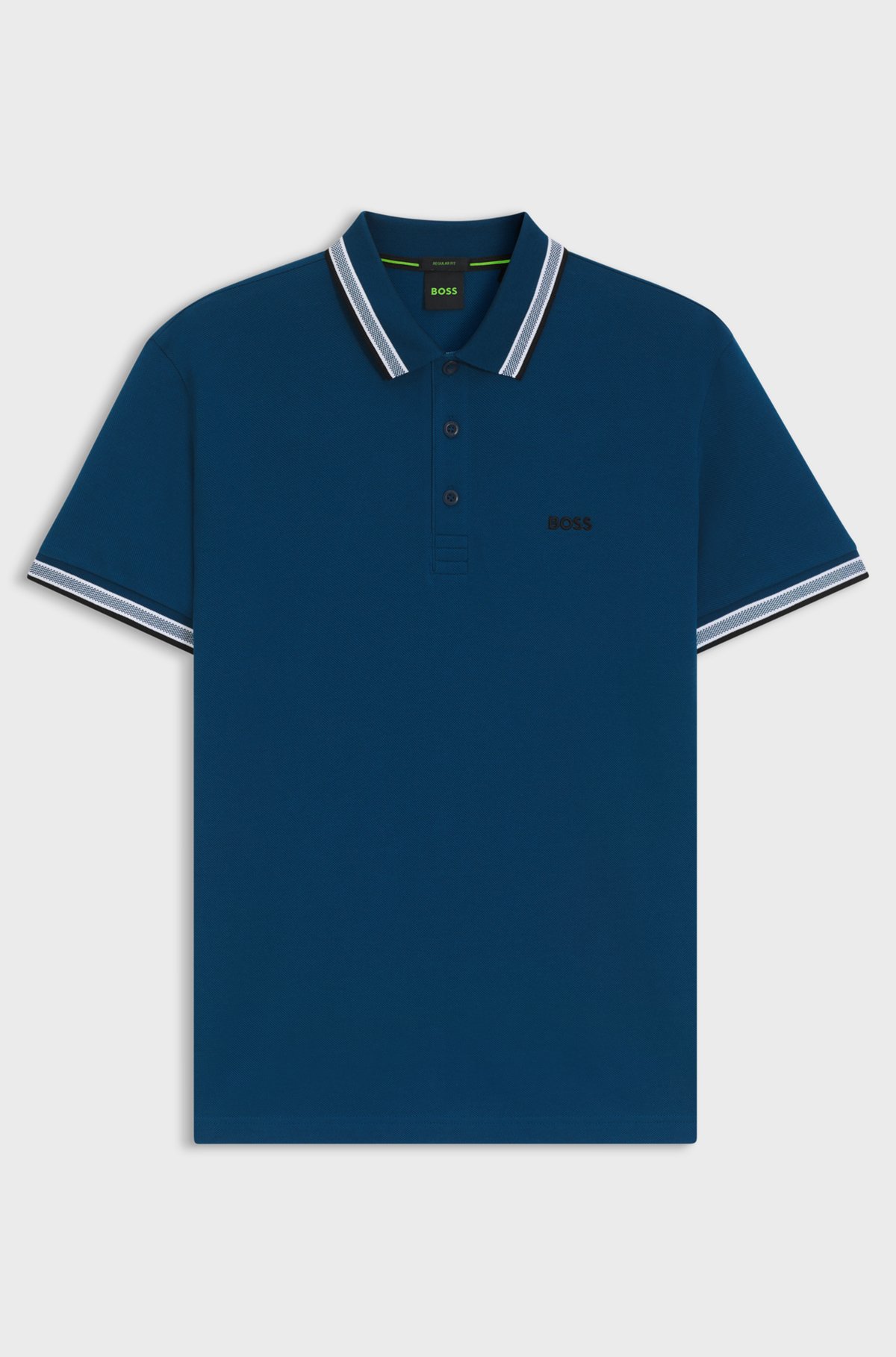 Cotton piqué polo shirt with logo details, Dark Blue