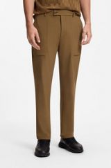 Porsche x BOSS regular-fit trousers in stretch fabric, Brown