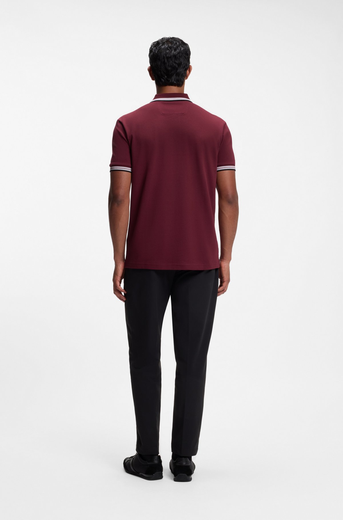Cotton piqué polo shirt with logo details, Dark Red