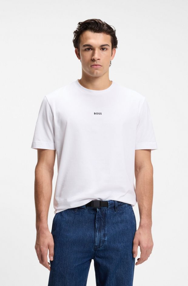 Stretch-cotton T-shirt, White