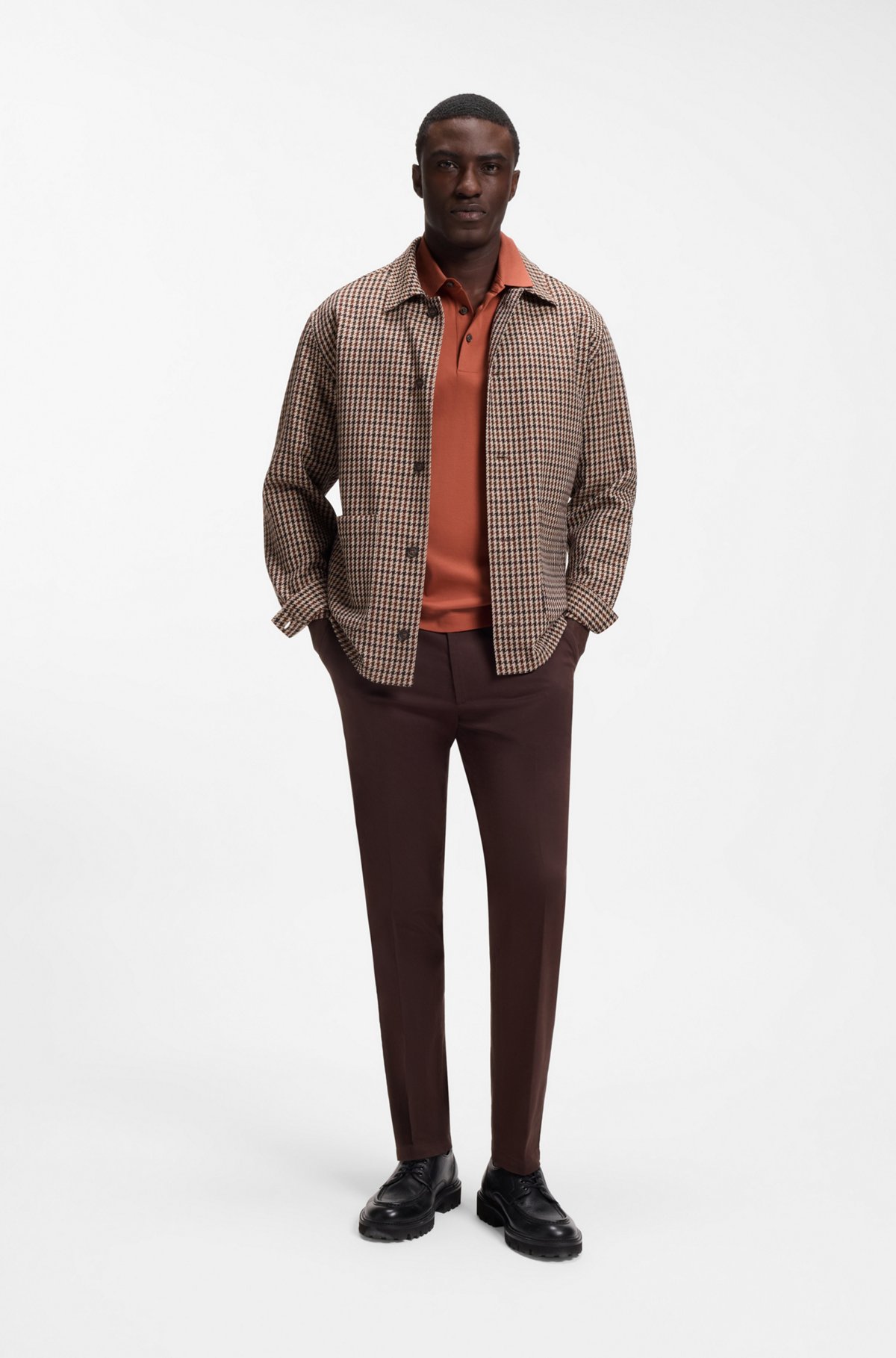 Polo shirt in mercerised cotton with Double B monogram, Orange