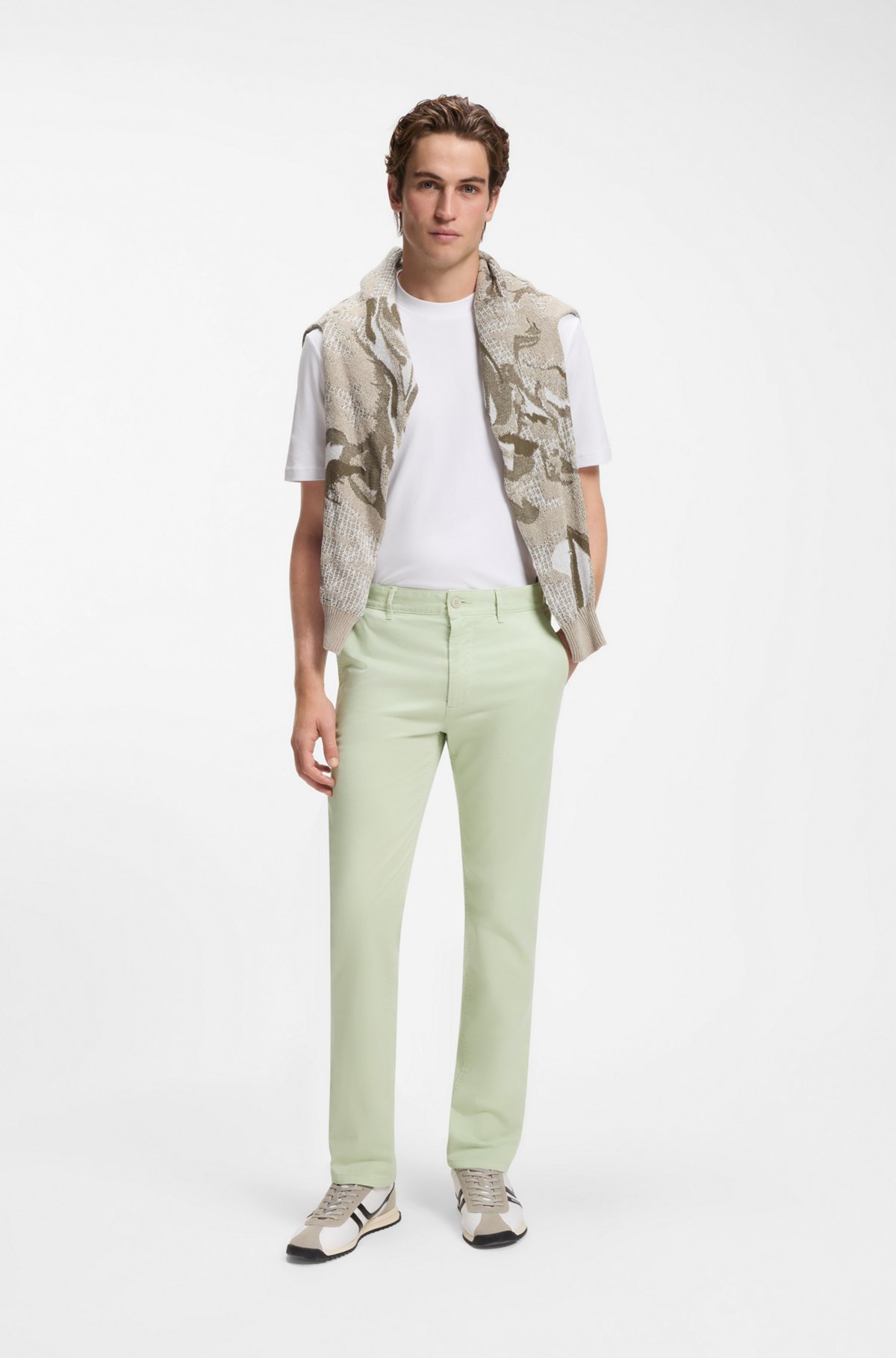 Slim-fit chinos, Light Green