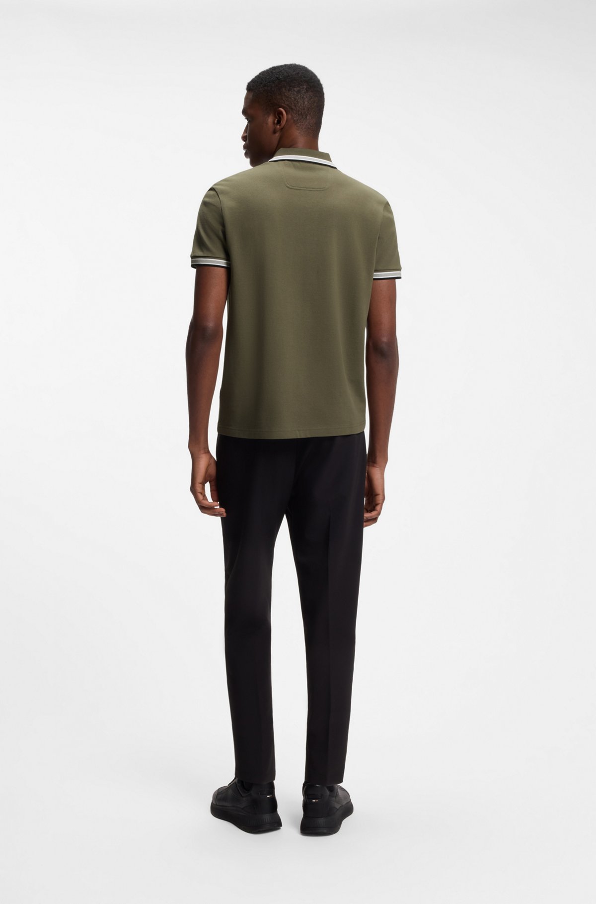 Cotton piqué polo shirt with logo details, Olive