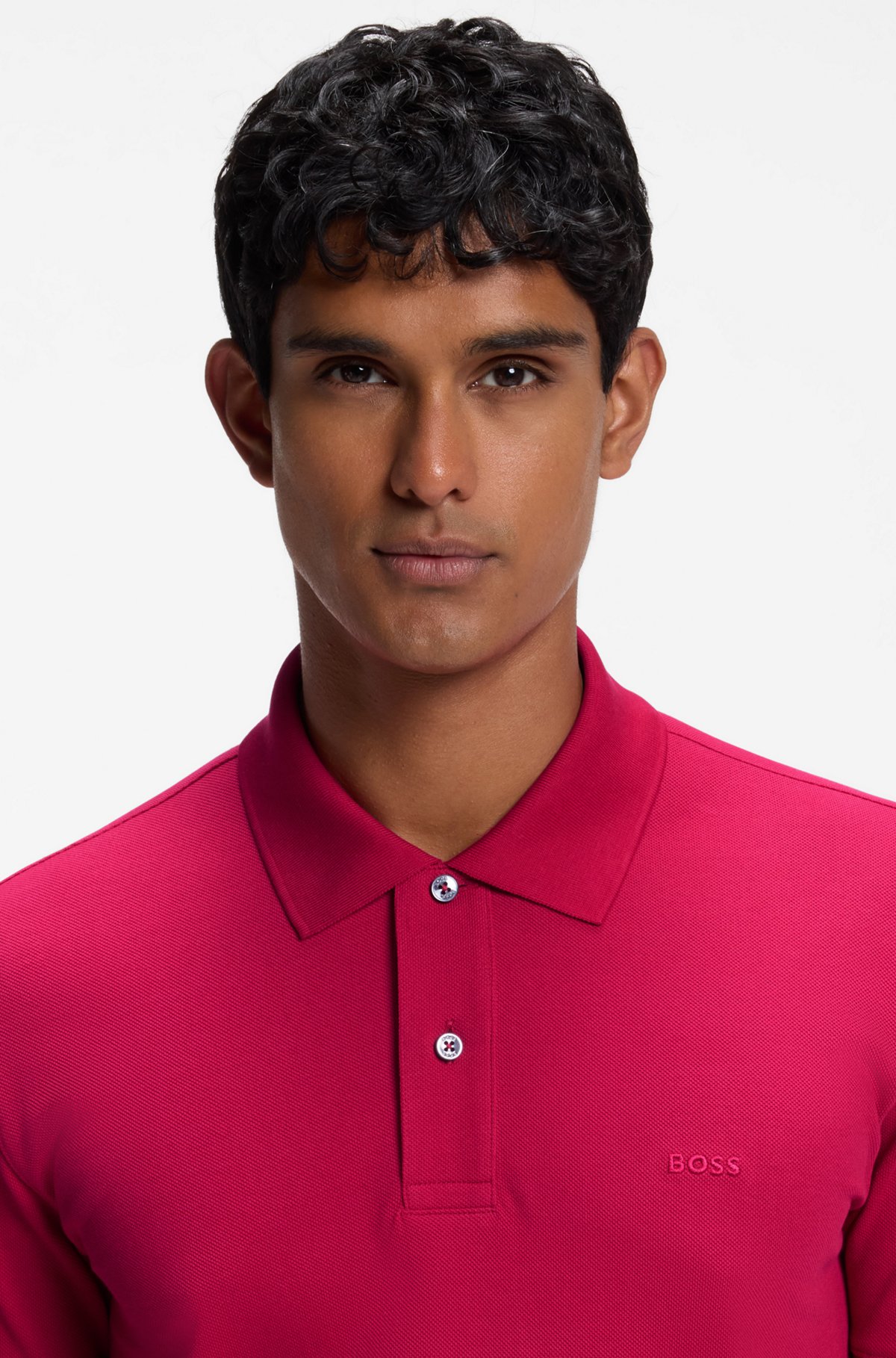 Versatile polo shirt in soft cotton, Dark pink