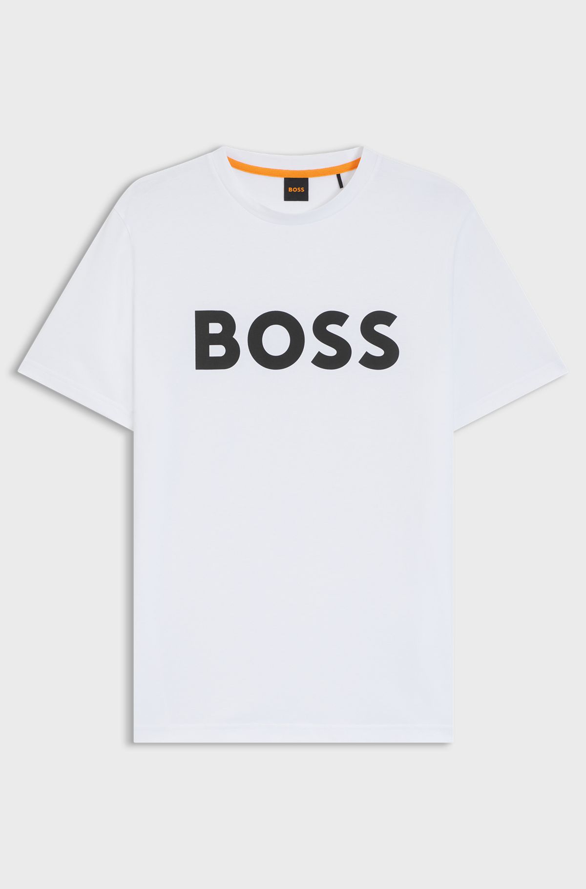Cotton-jersey T-shirt with large logo print, White