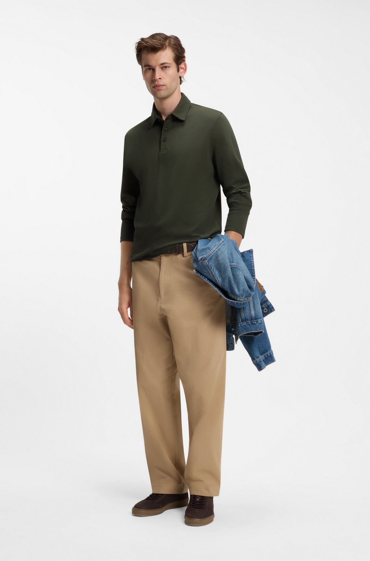 BOSS BY BECKHAM polo shirt in cotton and silk, Dark Green