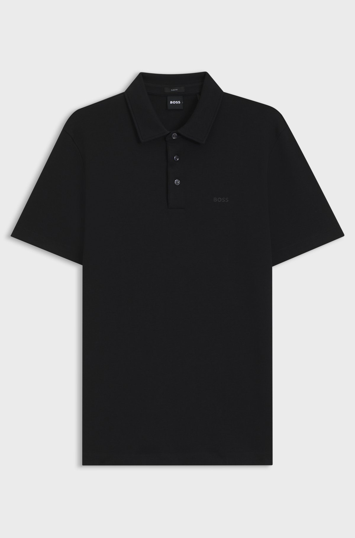 Slim-fit polo shirt in interlock cotton, Black
